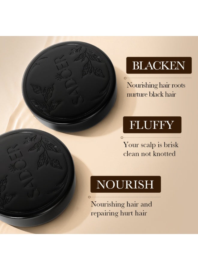 SADOER Hair Darkening Shampoo Soap 100G, Grey Hair Cover Hair Darkening Soap Bar, Anti Hair Loss Repair Formula, Reduce Grey Hair Color Shampoo Bar - Image 3